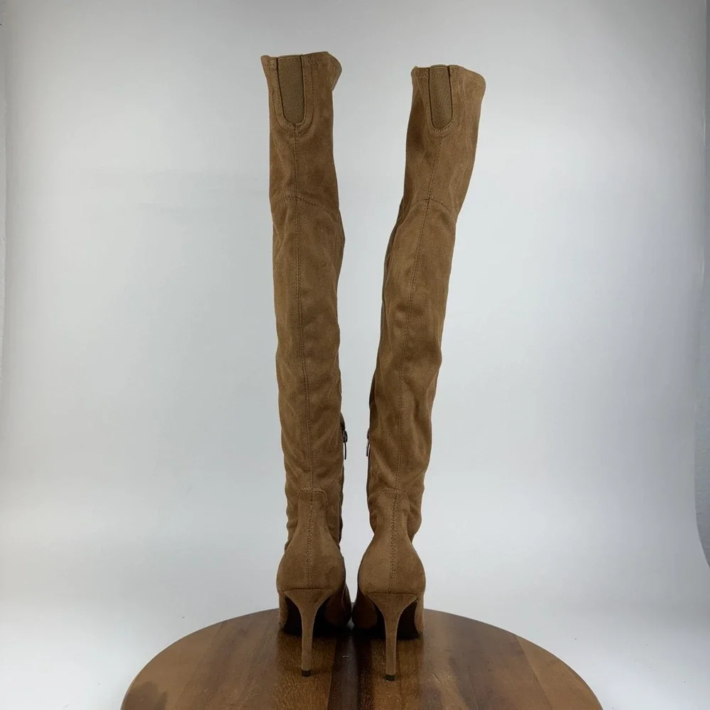 New Womens Marc Fisher Daneca Brown Faux Leather Over The Knee Boots Size 8.5 M